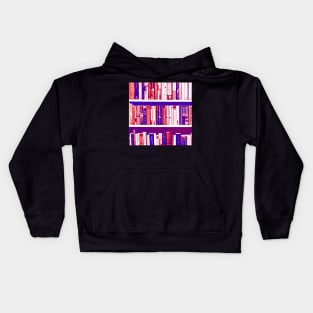 bookshelf in blue, purple and red Kids Hoodie